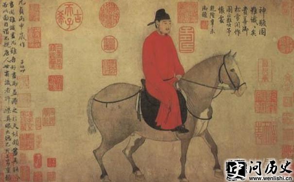 赵孟頫《人骑图》局部 赵孟頫《人骑图》局部