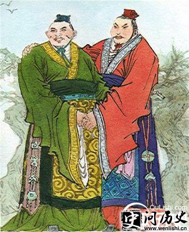 管仲与鲍叔牙的插画
