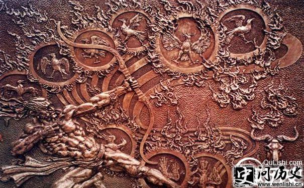 后羿射日雕塑作品