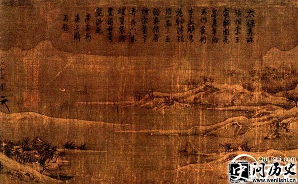 宋徽宗《雪江归棹图》(局部)