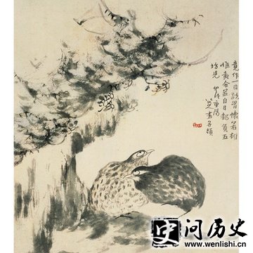 朱耷《鹌鹑图》